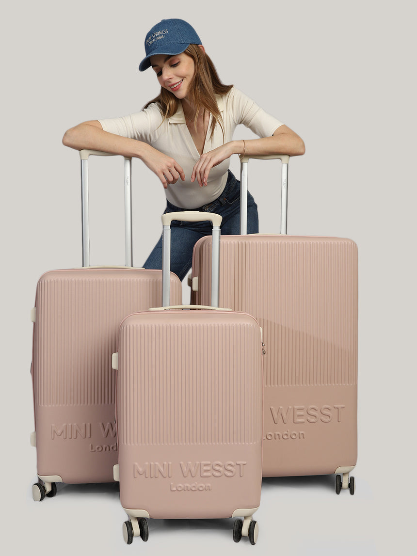 Mw London Pink Set Of 3 Luggage