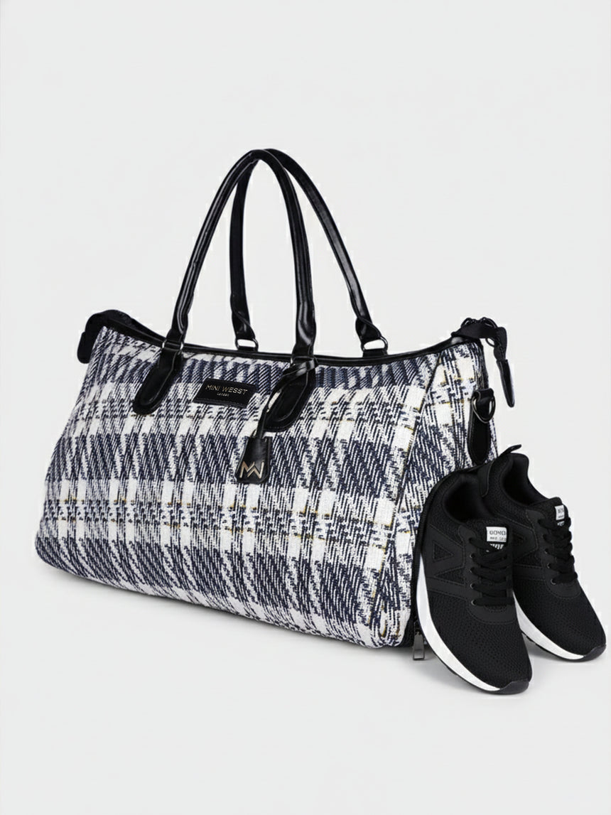 Wall Street Blue and White London Duffle Bag