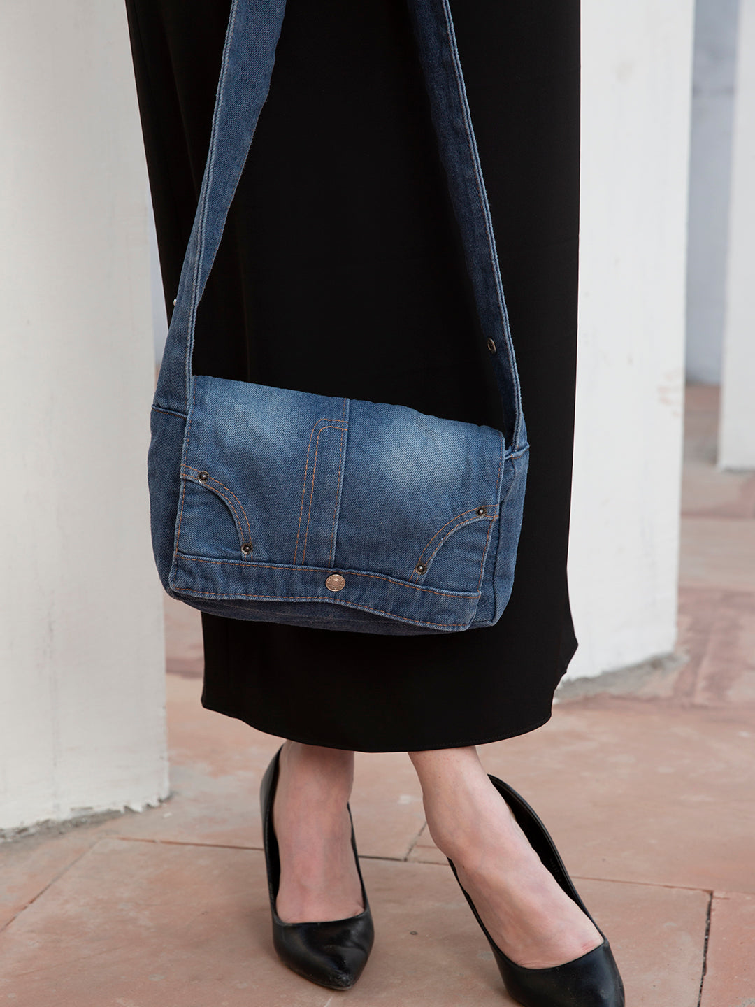 Denim Pocket Sling Bag