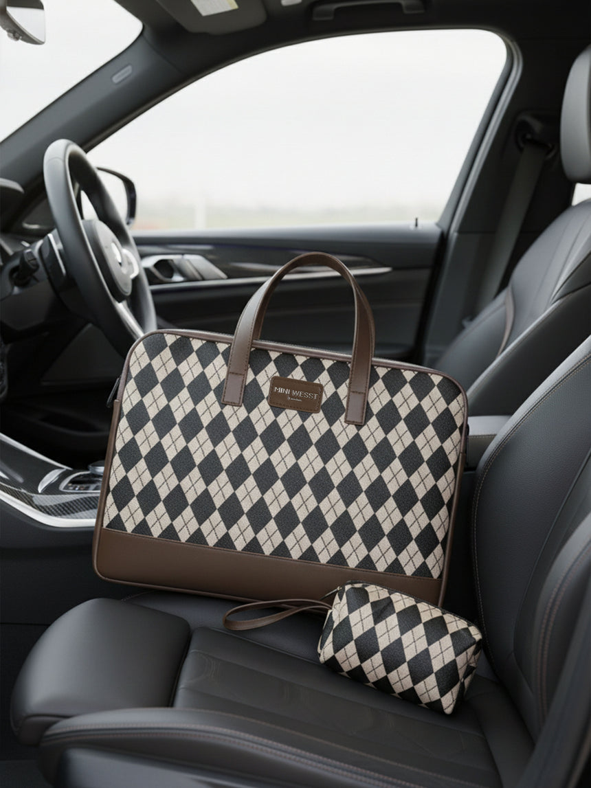 Bourbon Black and Brown London Street Bag With Pouch