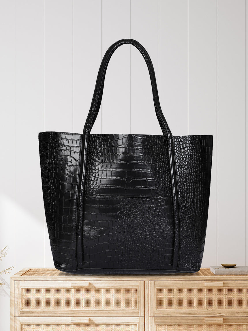 Castle Black Tote Bag With Pouch