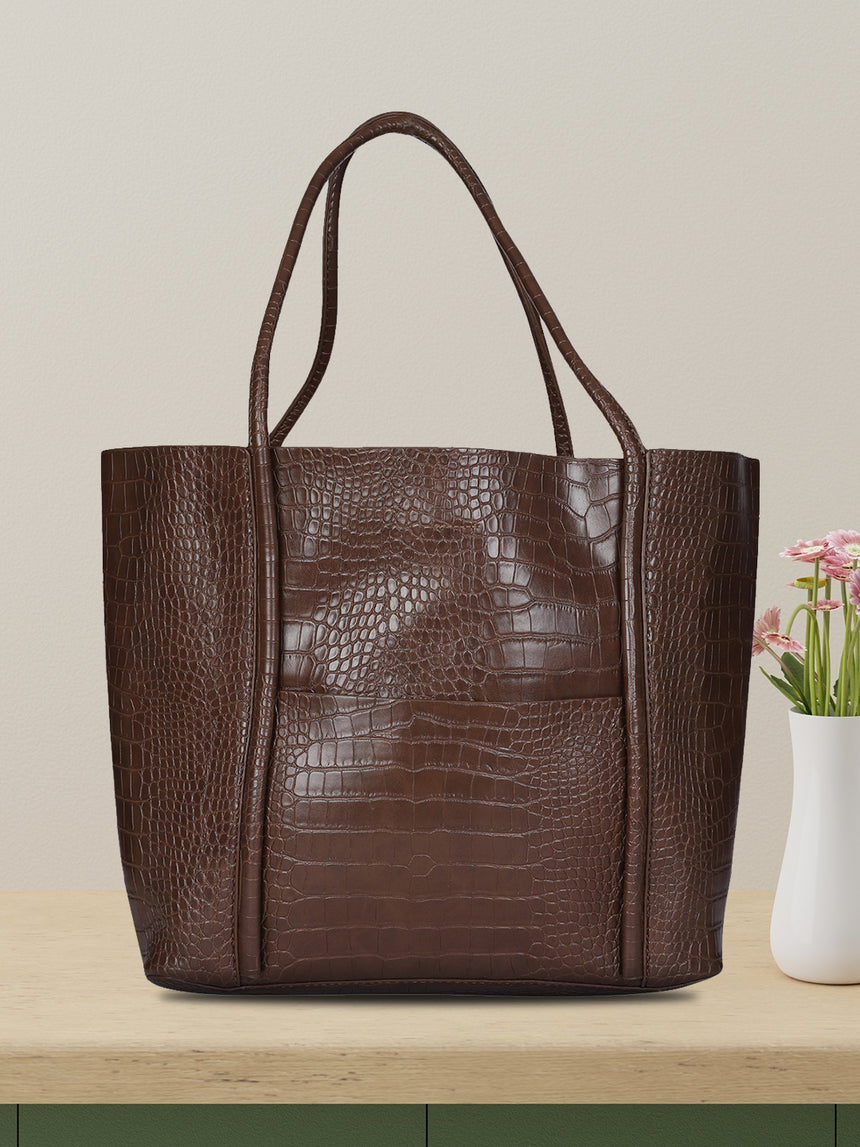 Castle Brown Tote Bag With Pouch