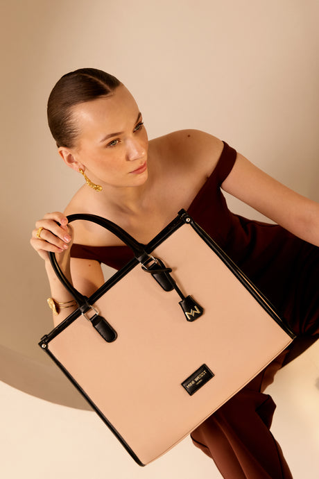 TIMES SQUARE LUXURY BEIGE TOTE