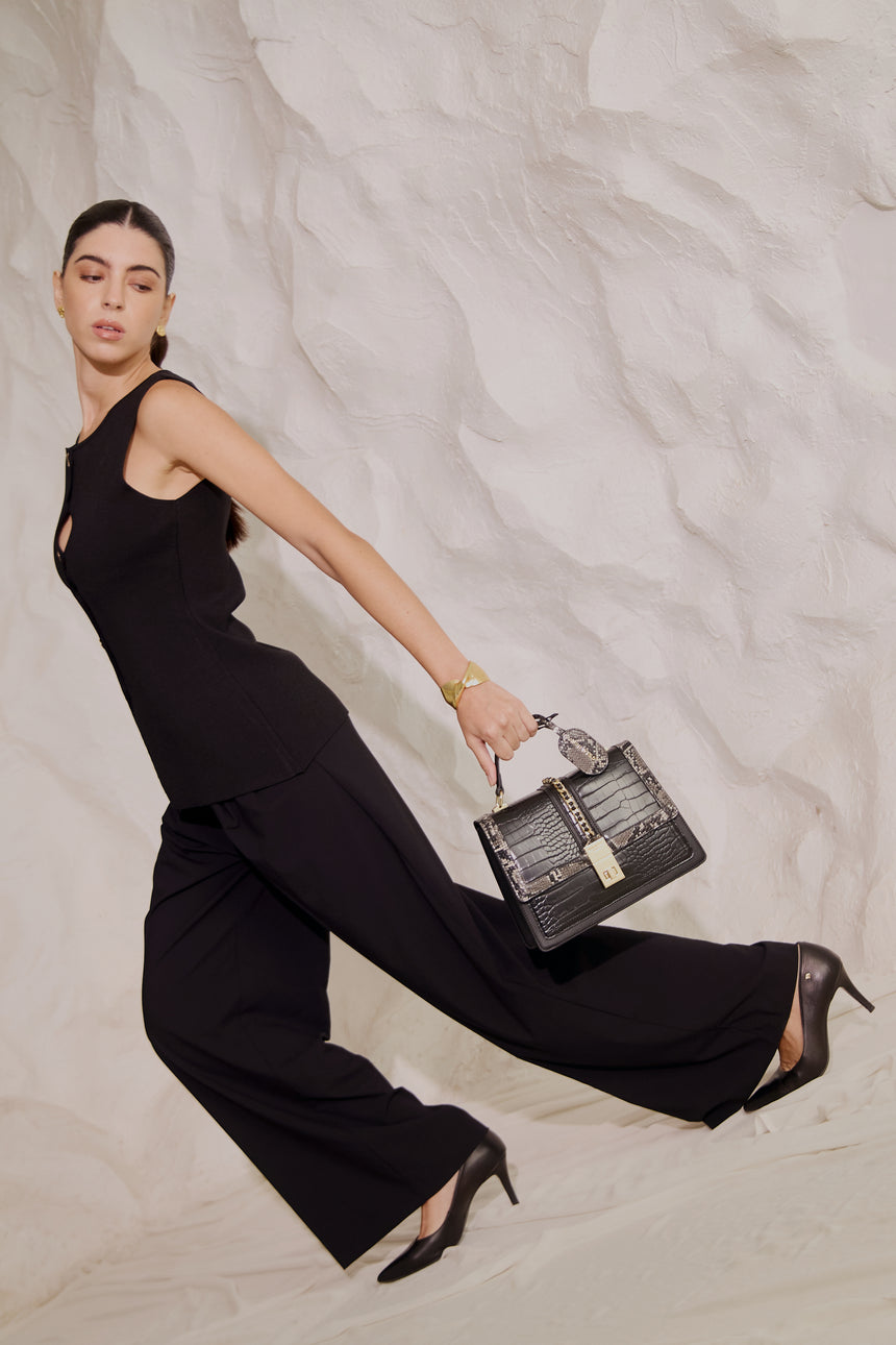 Bella Luxe Black London Handbag