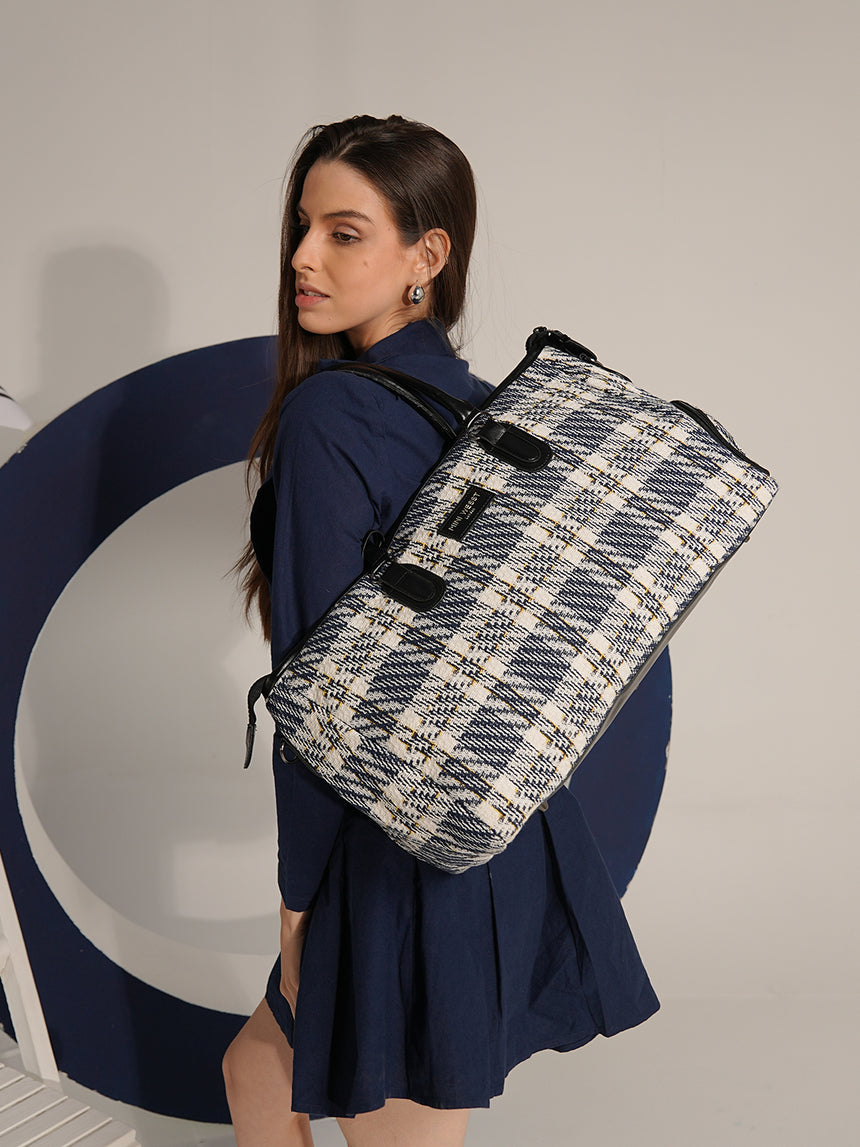 Wall Street Blue and White London Duffle Bag