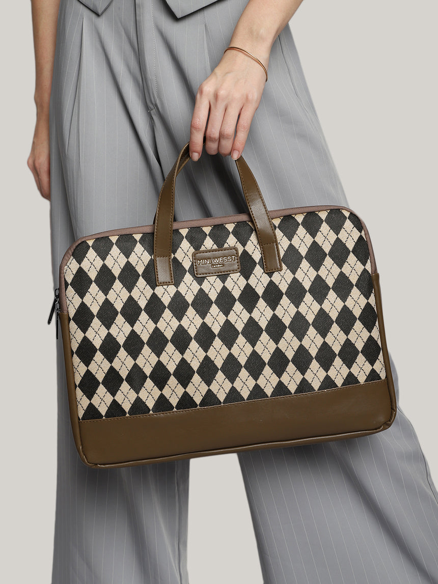 Bourbon Black and Brown London Street Bag With Pouch