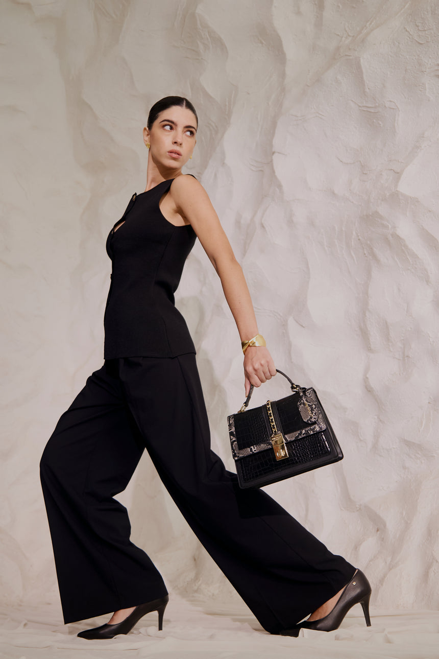 Bella Luxe Black London Handbag