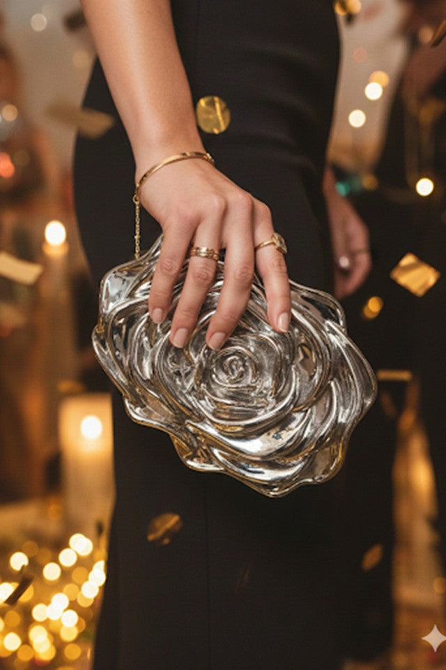 The Rose Silver Clutch