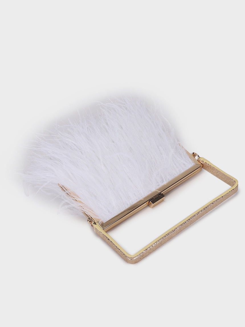 Feather White Clutch