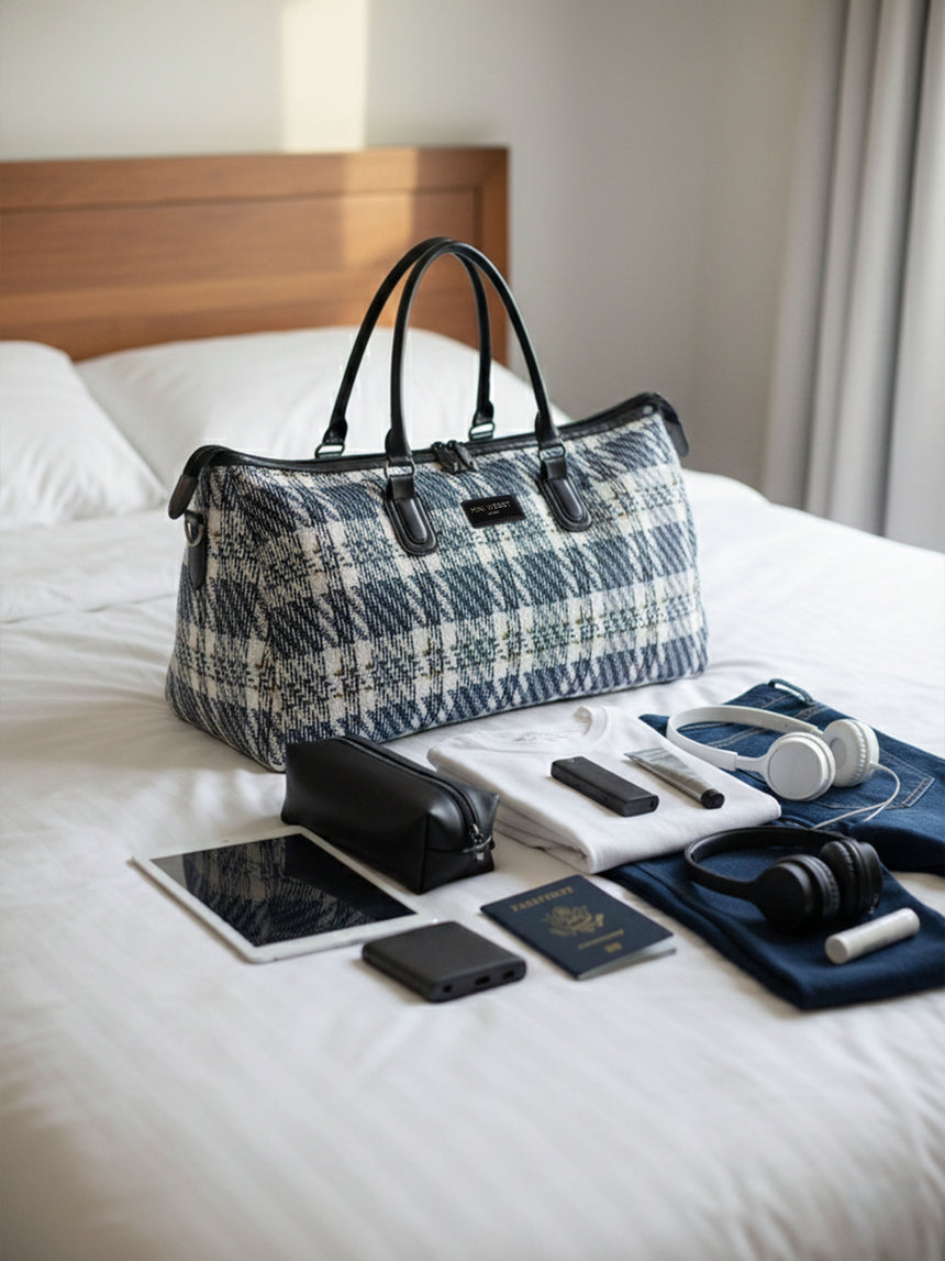 Wall Street Blue and White London Duffle Bag