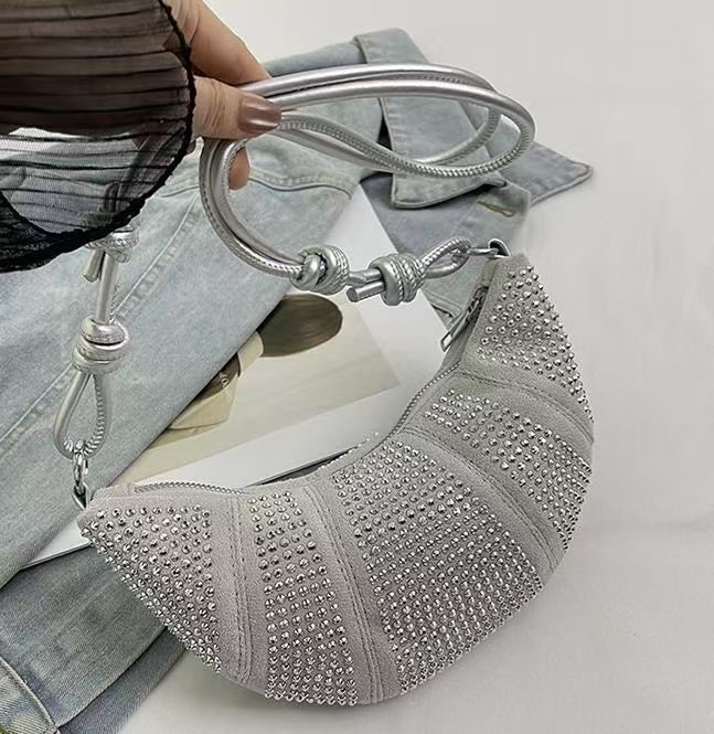 Ellen Silver Rhinestone Clutch