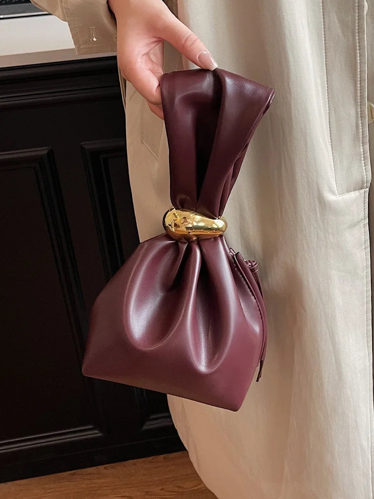 Judith Maroon Handheld Clutch