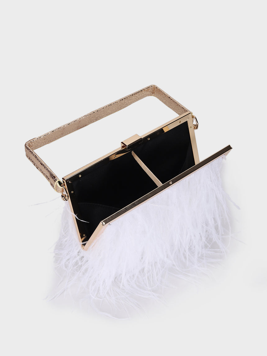 Feather White Clutch