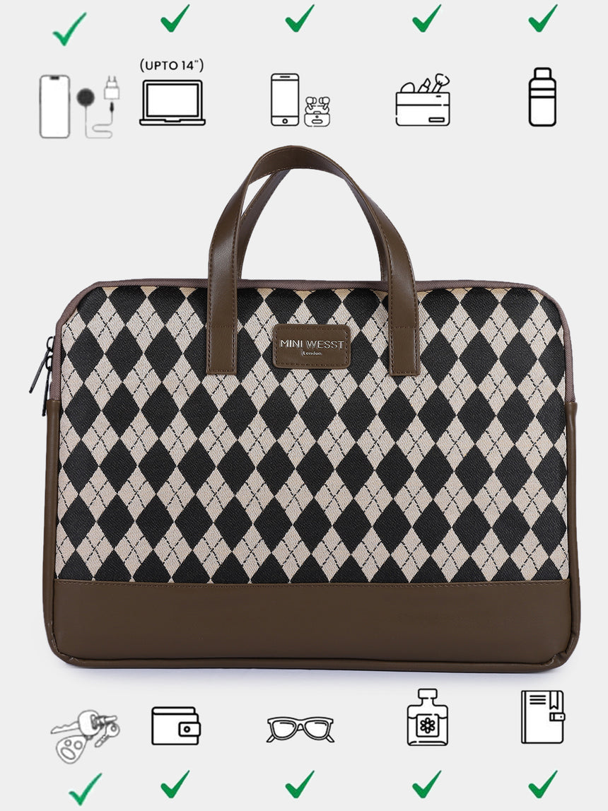 Bourbon Black and Brown London Street Bag With Pouch