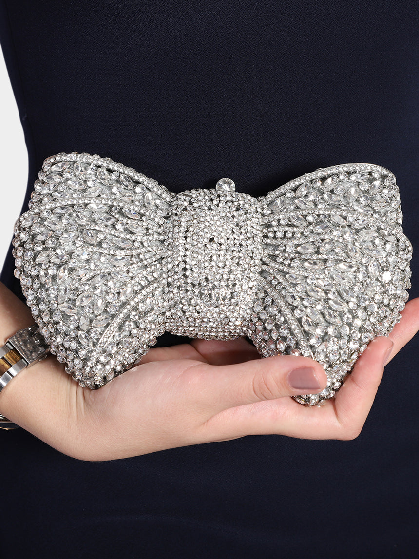 Bow Silver Clutch