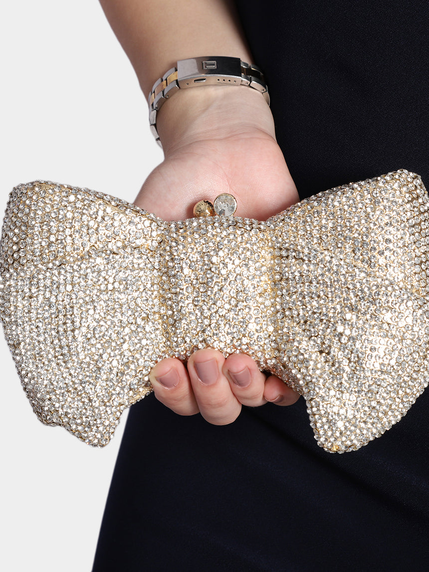 Bow Silver Clutch