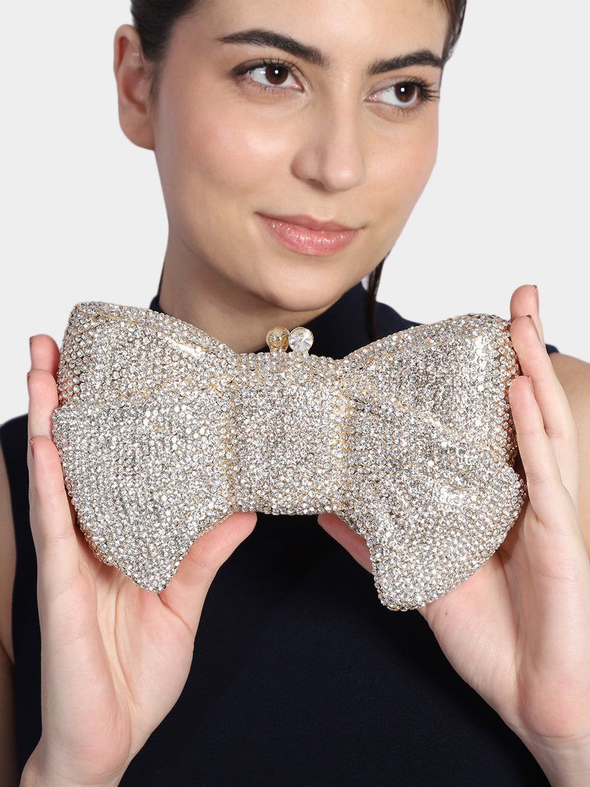 Bow Silver Clutch