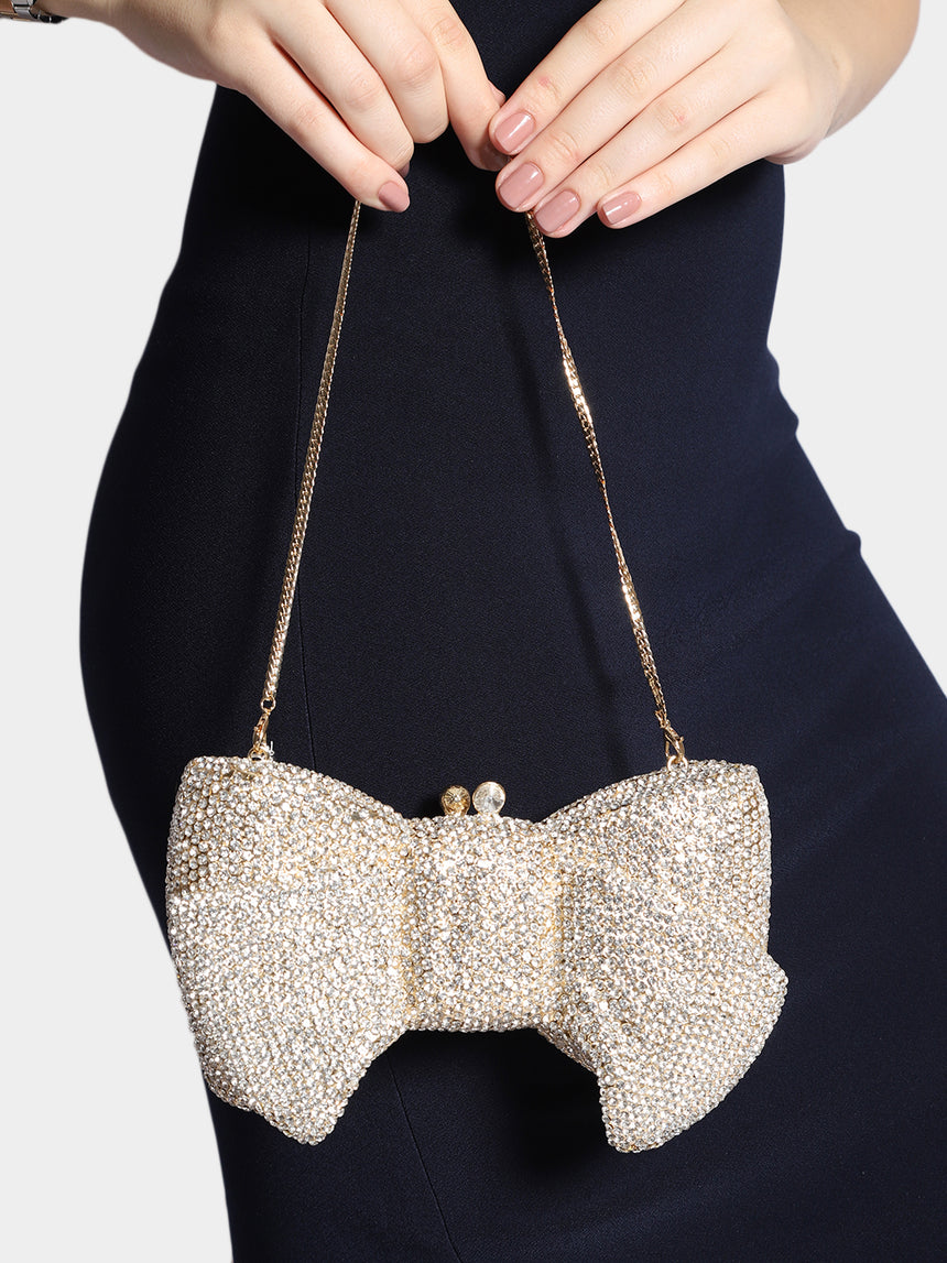 Bow Silver Clutch