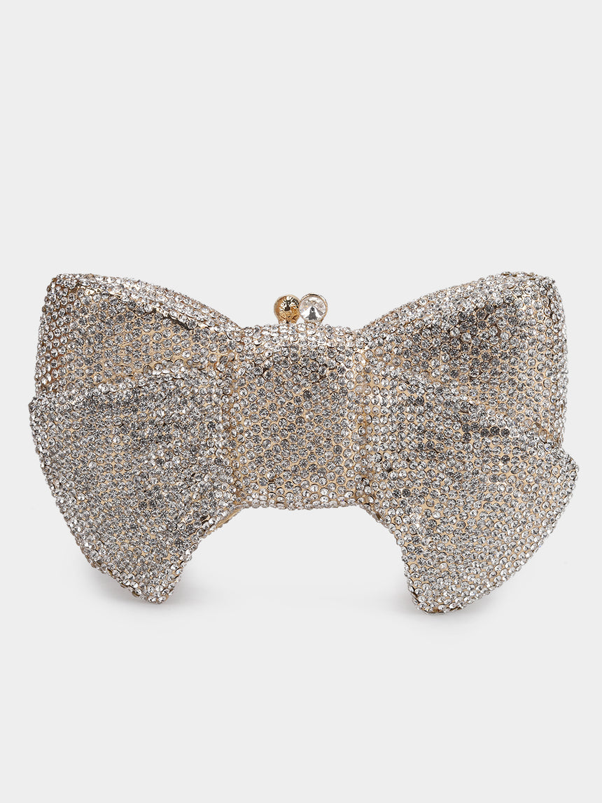 Bow Silver Clutch