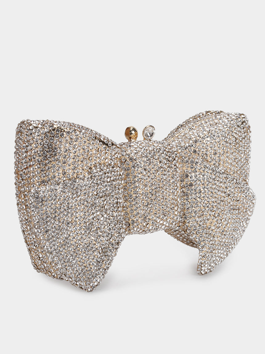 Bow Silver Clutch