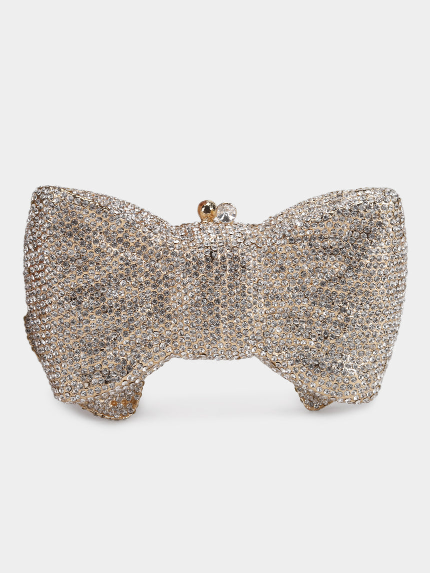 Bow Silver Clutch