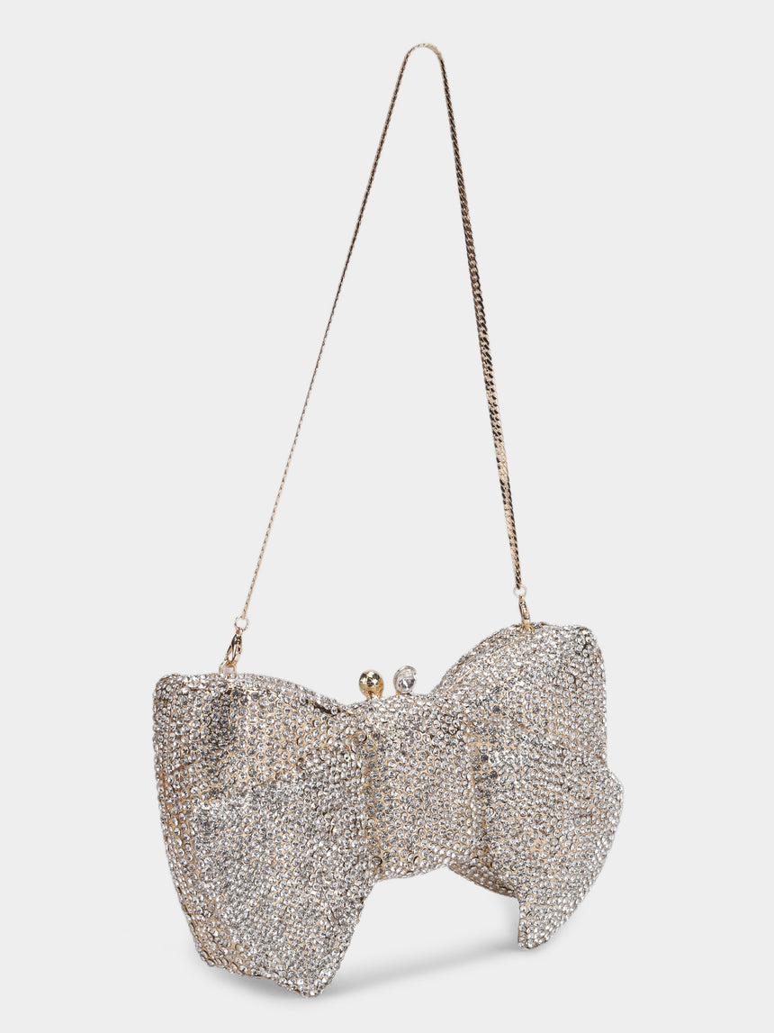 Bow Silver Clutch