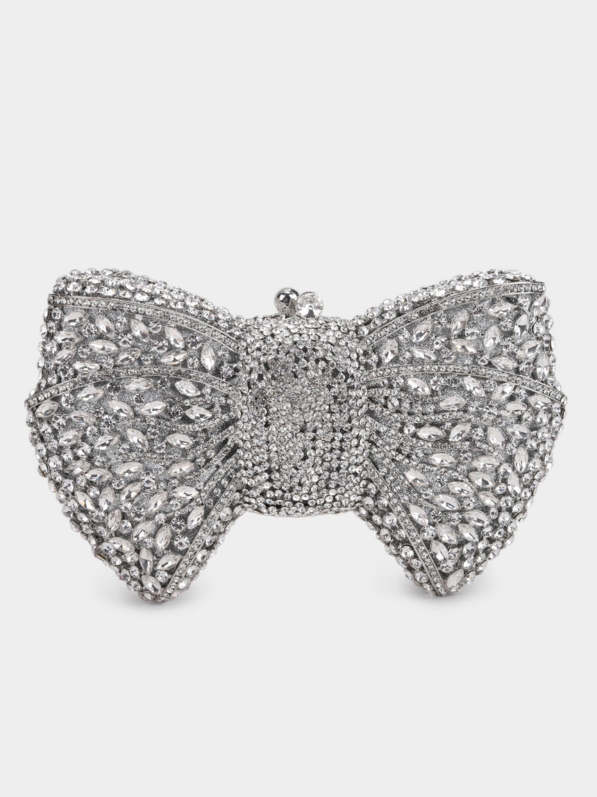 Bow Silver Clutch