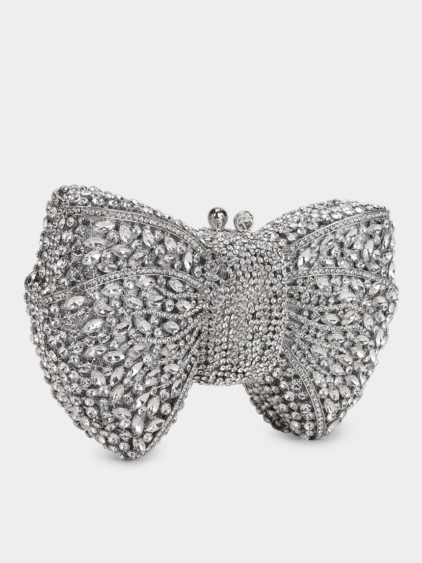 Bow Silver Clutch