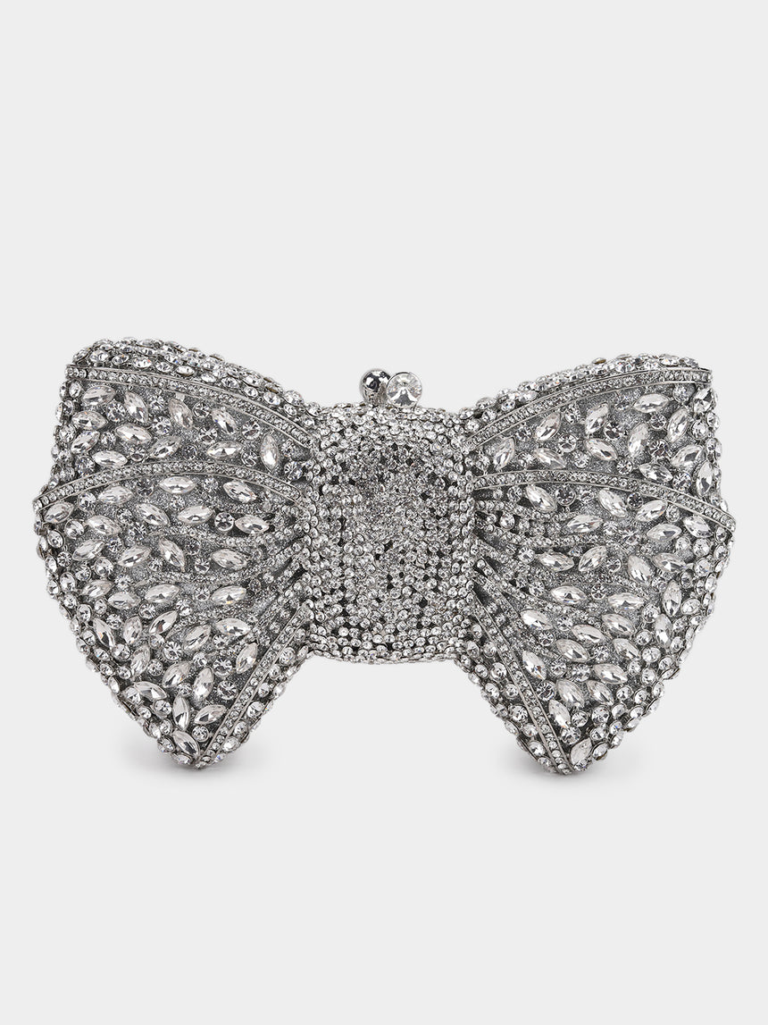 Bow Silver Clutch