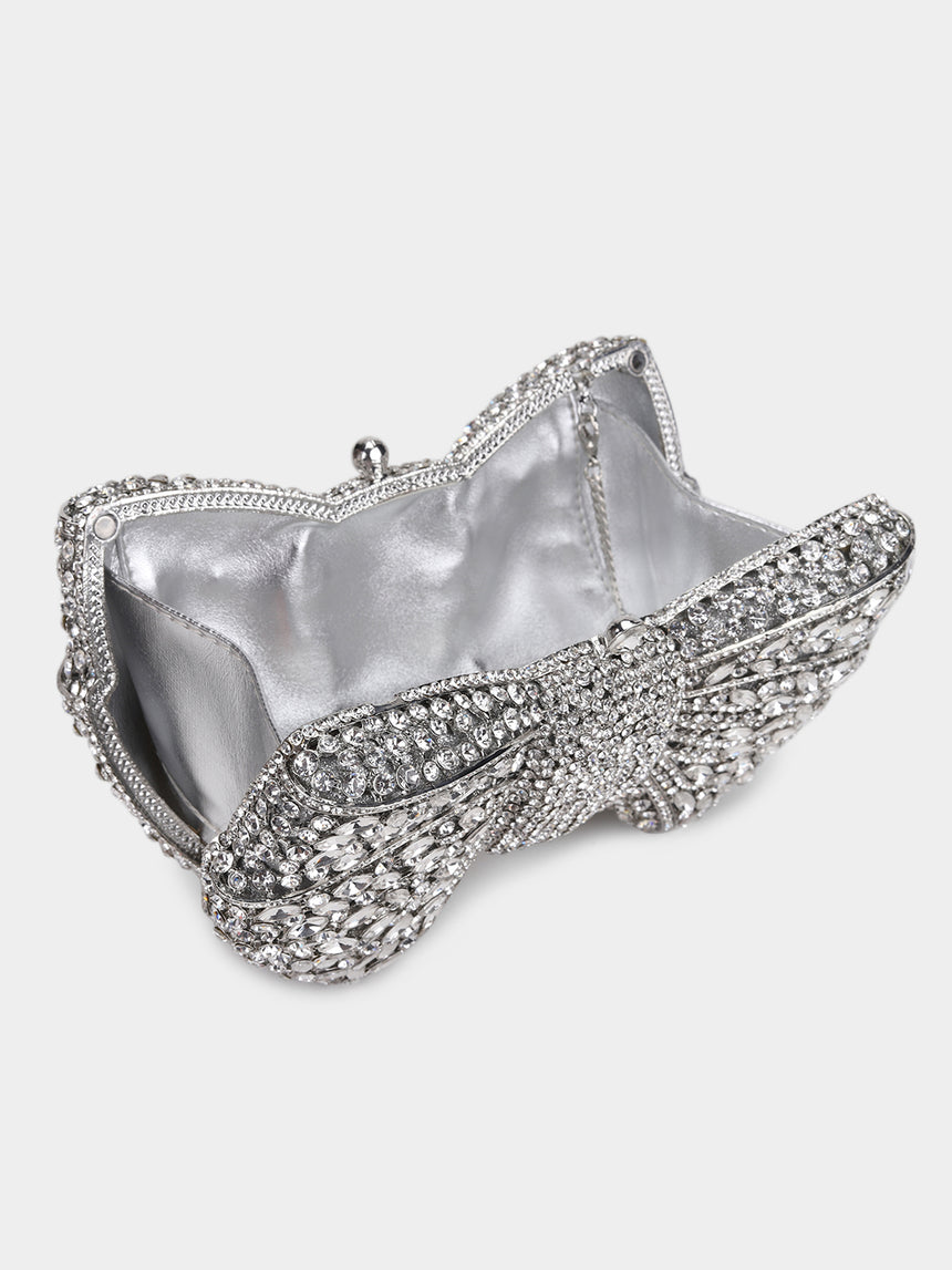 Bow Silver Clutch