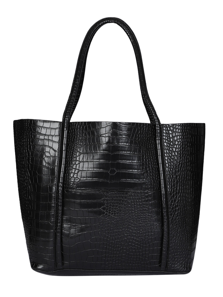 Castle Black Tote Bag With Pouch