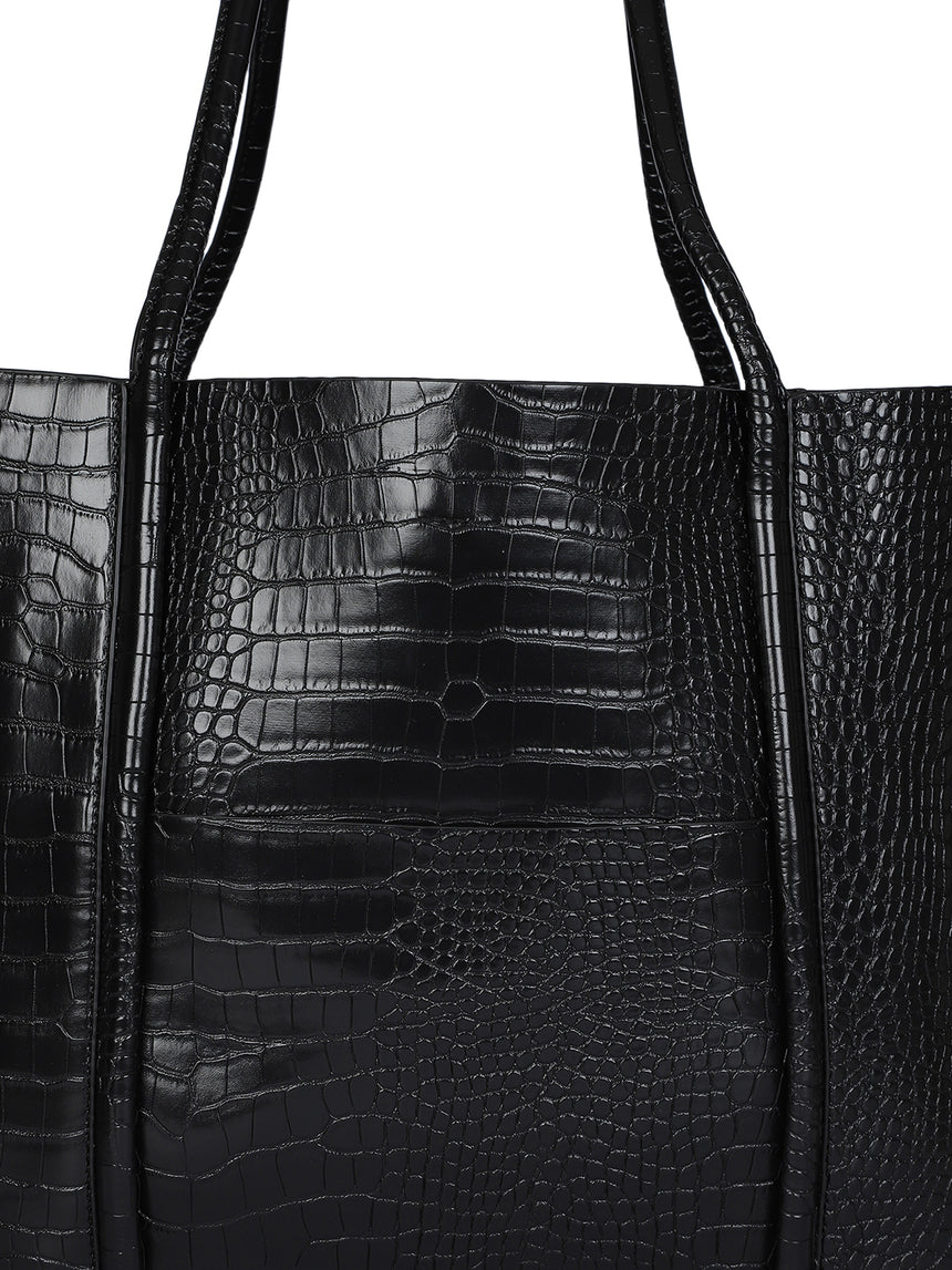 Castle Black Tote Bag With Pouch