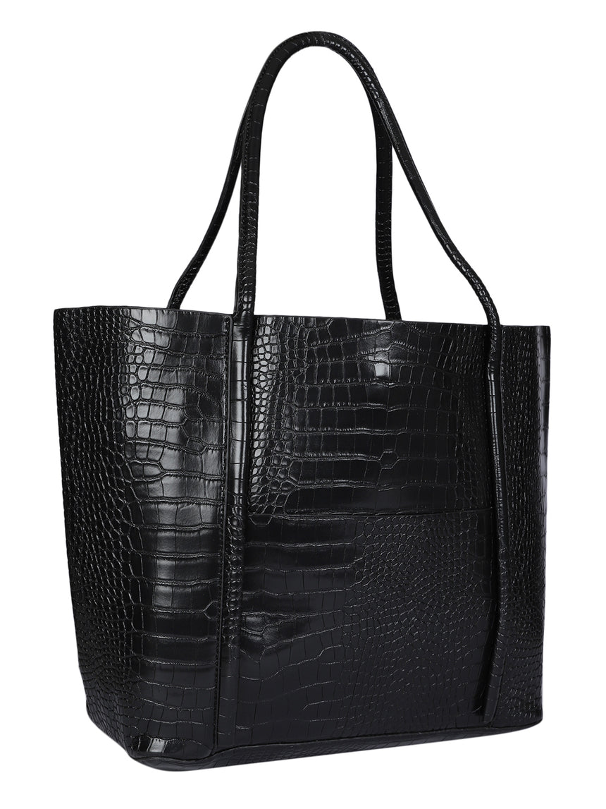 Castle Black Tote Bag With Pouch