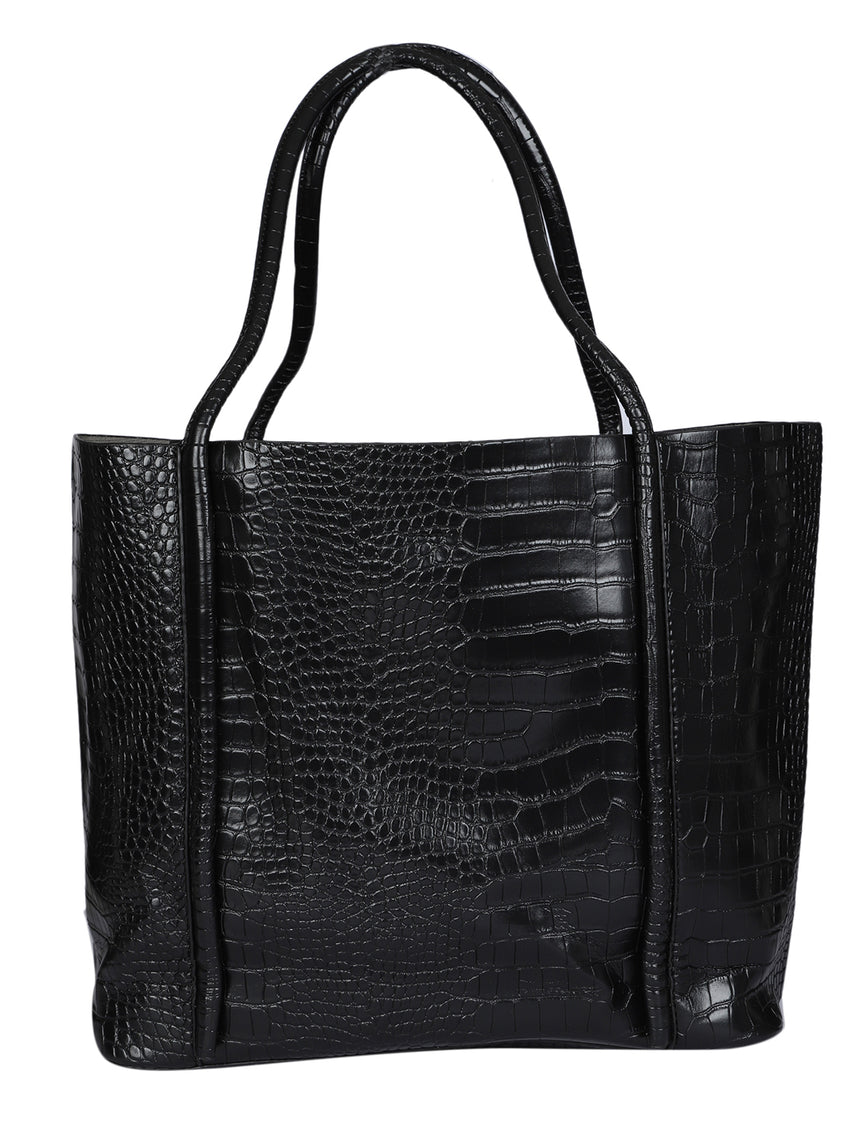 Castle Black Tote Bag With Pouch