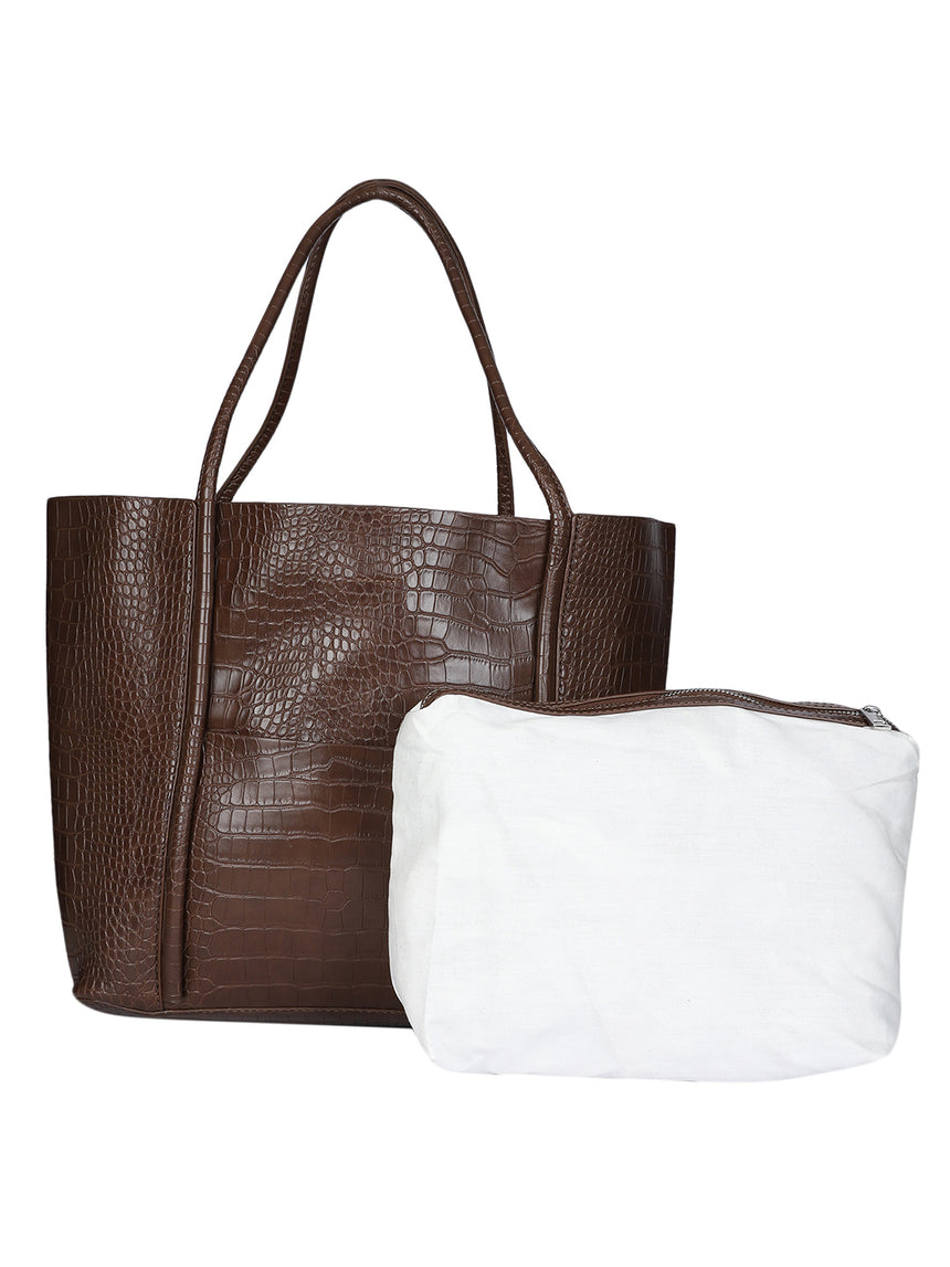 Castle Brown Tote Bag With Pouch
