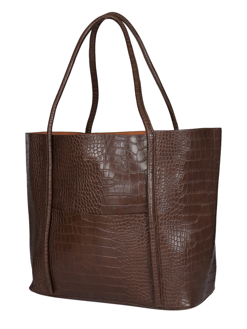 Castle Brown Tote Bag With Pouch