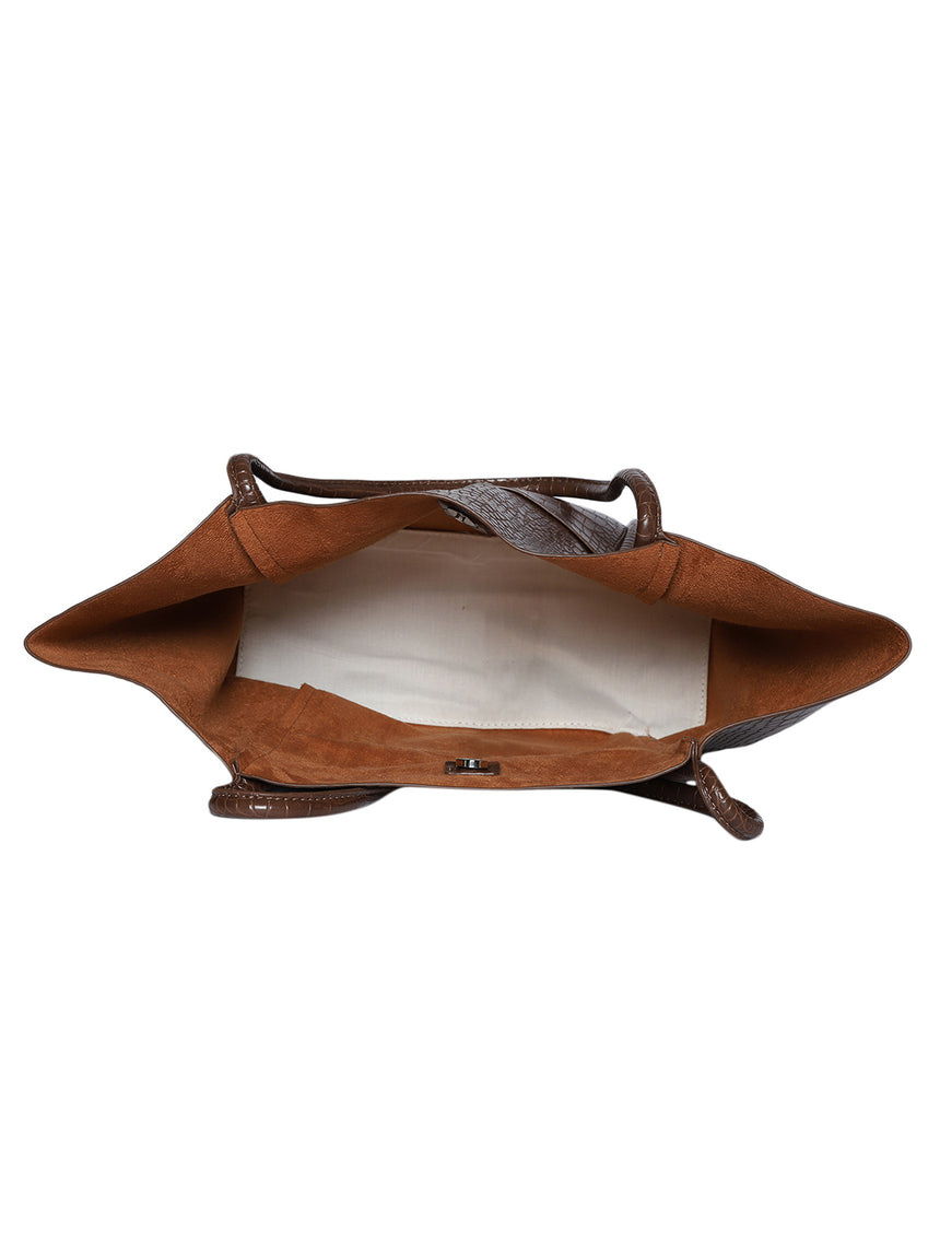 Castle Brown Tote Bag With Pouch