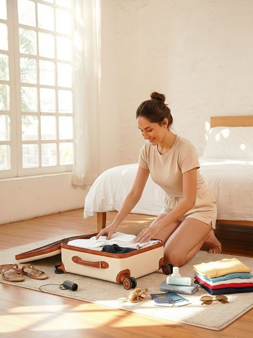 Emily In Paris Beige Set Of Small & Large Luggage