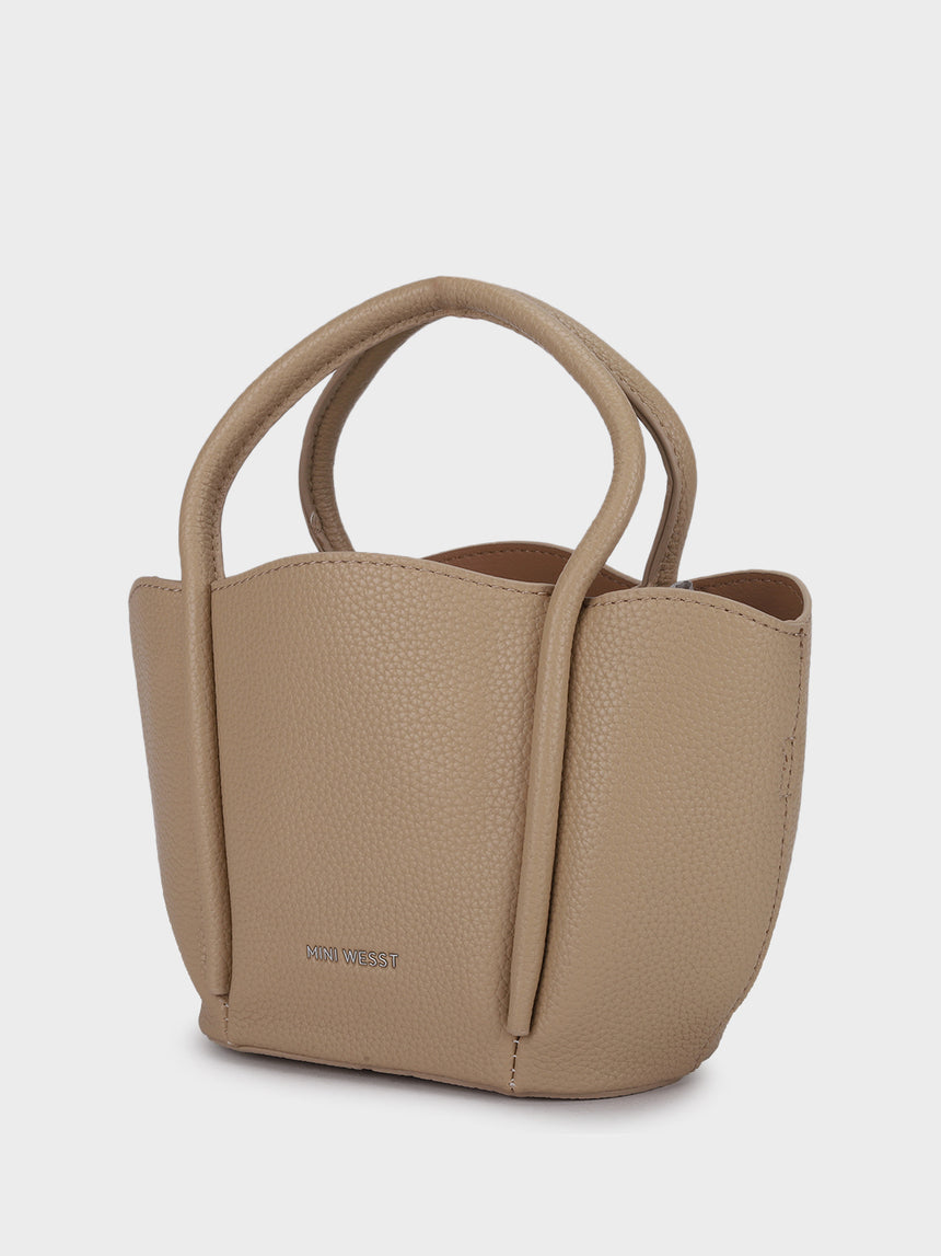 Barbara Beige Bucket Handbag