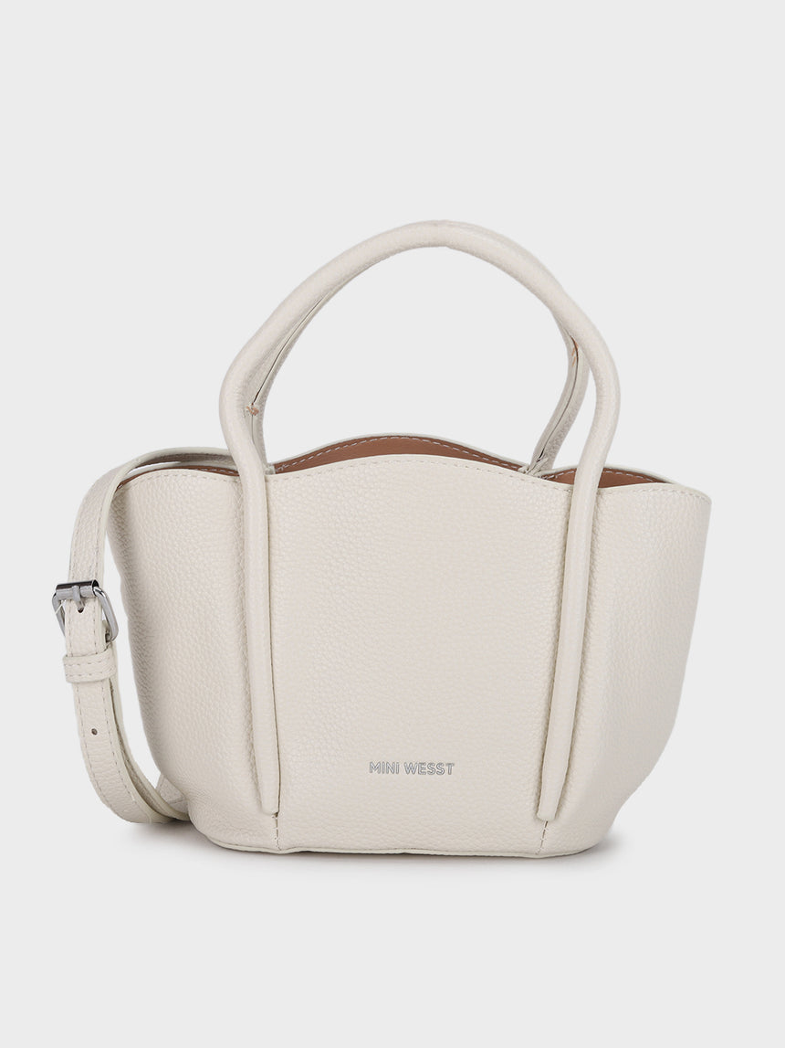 Barbara White Bucket Handbag