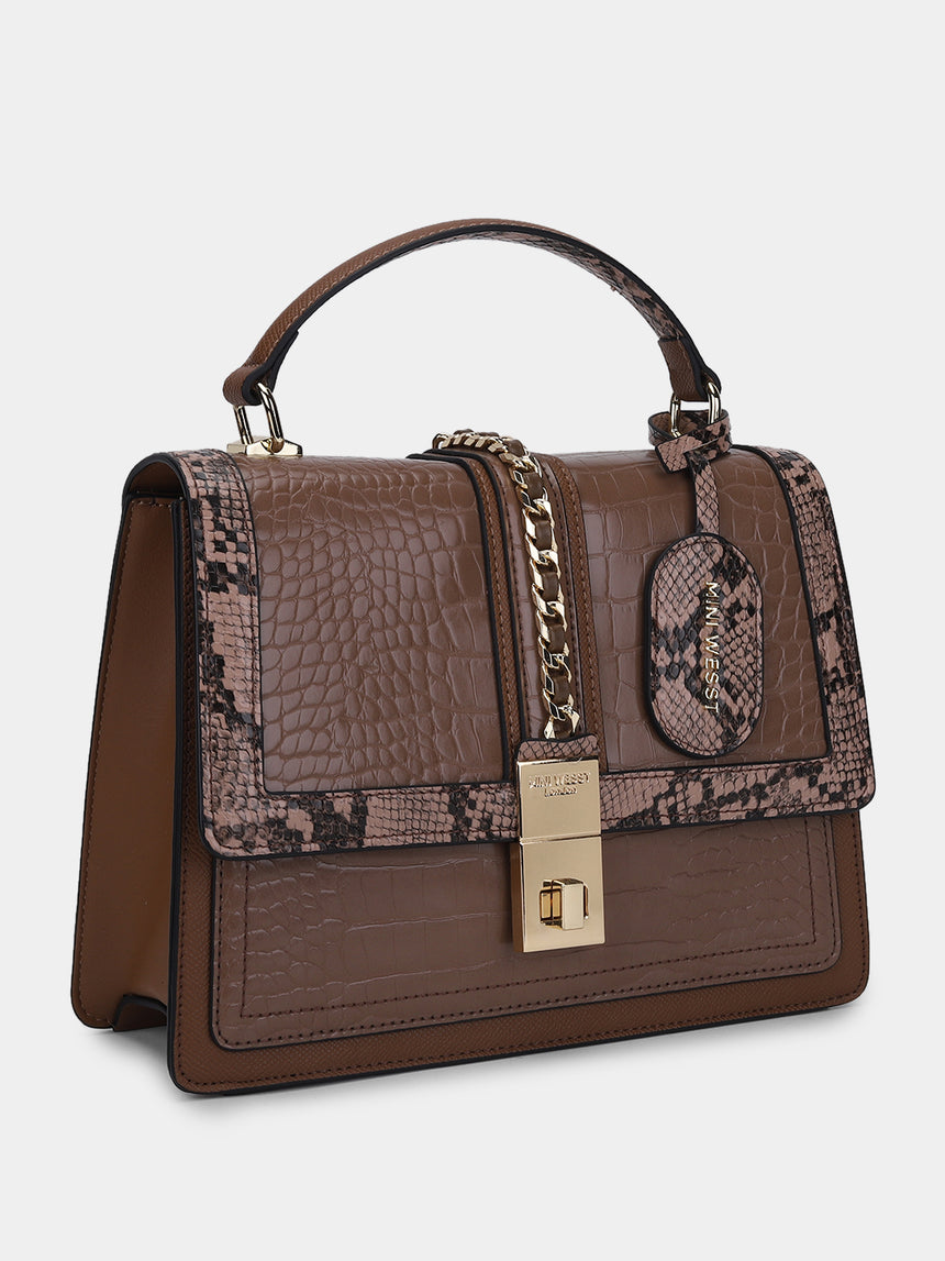 Bella Luxe Brown London Handbag
