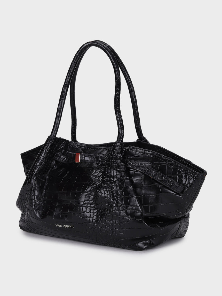 Black Hana Croco Totebag