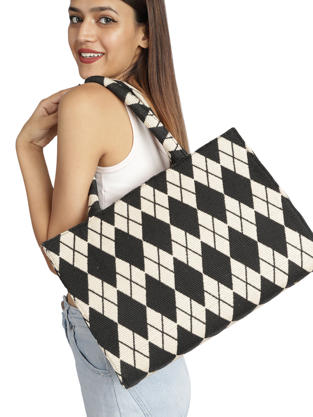 White checkered tote new arrivals