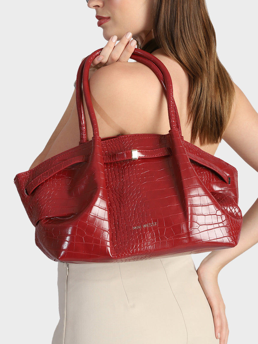 Red Hana Croco Totebag