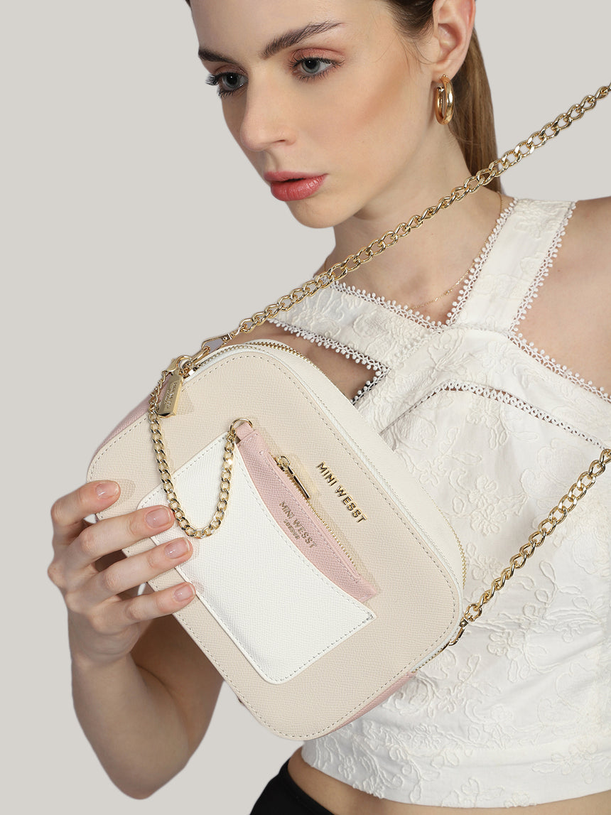 Uptown Luxe Beige Crossbody