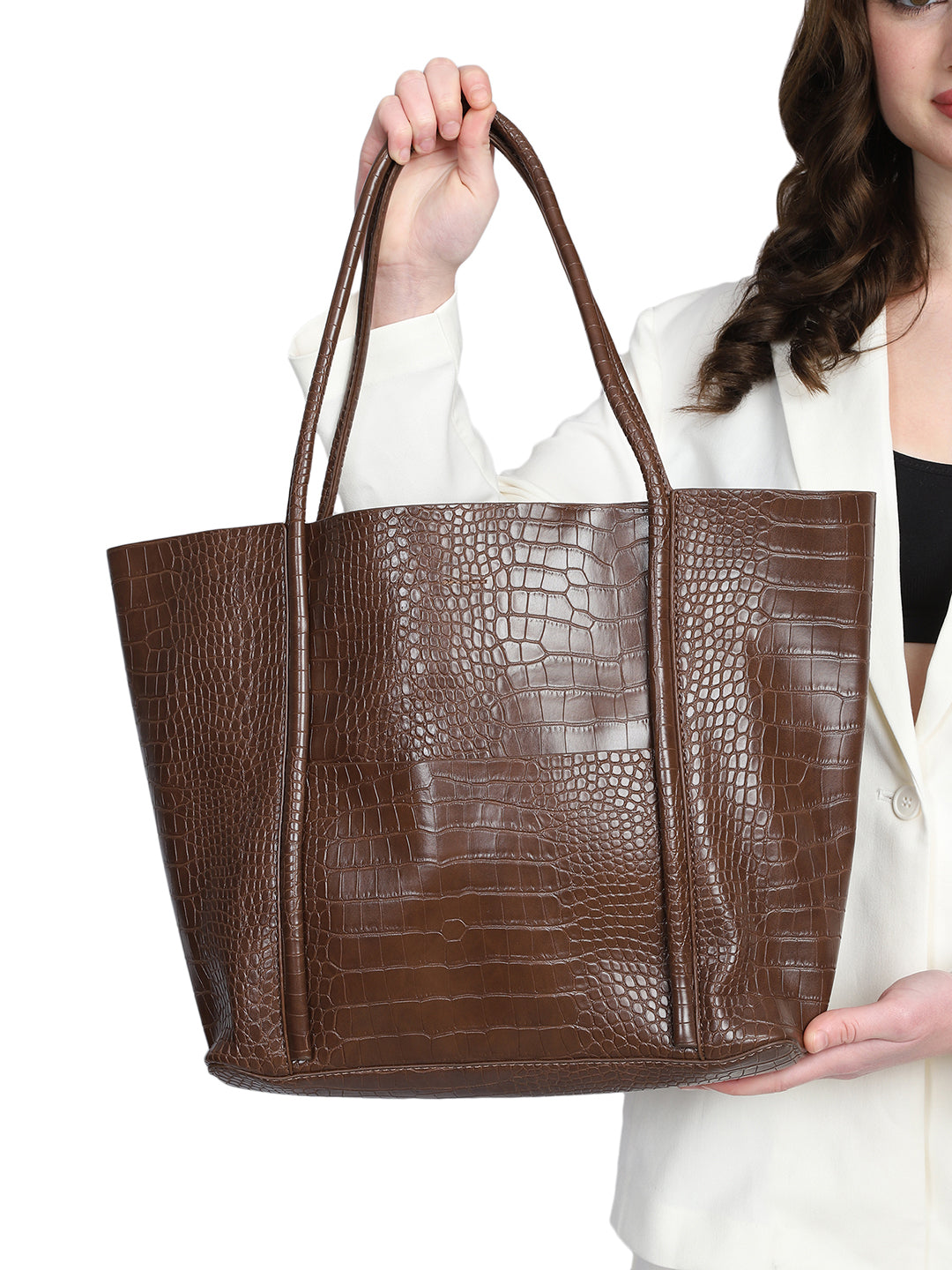 Castle Brown Tote Bag With Pouch