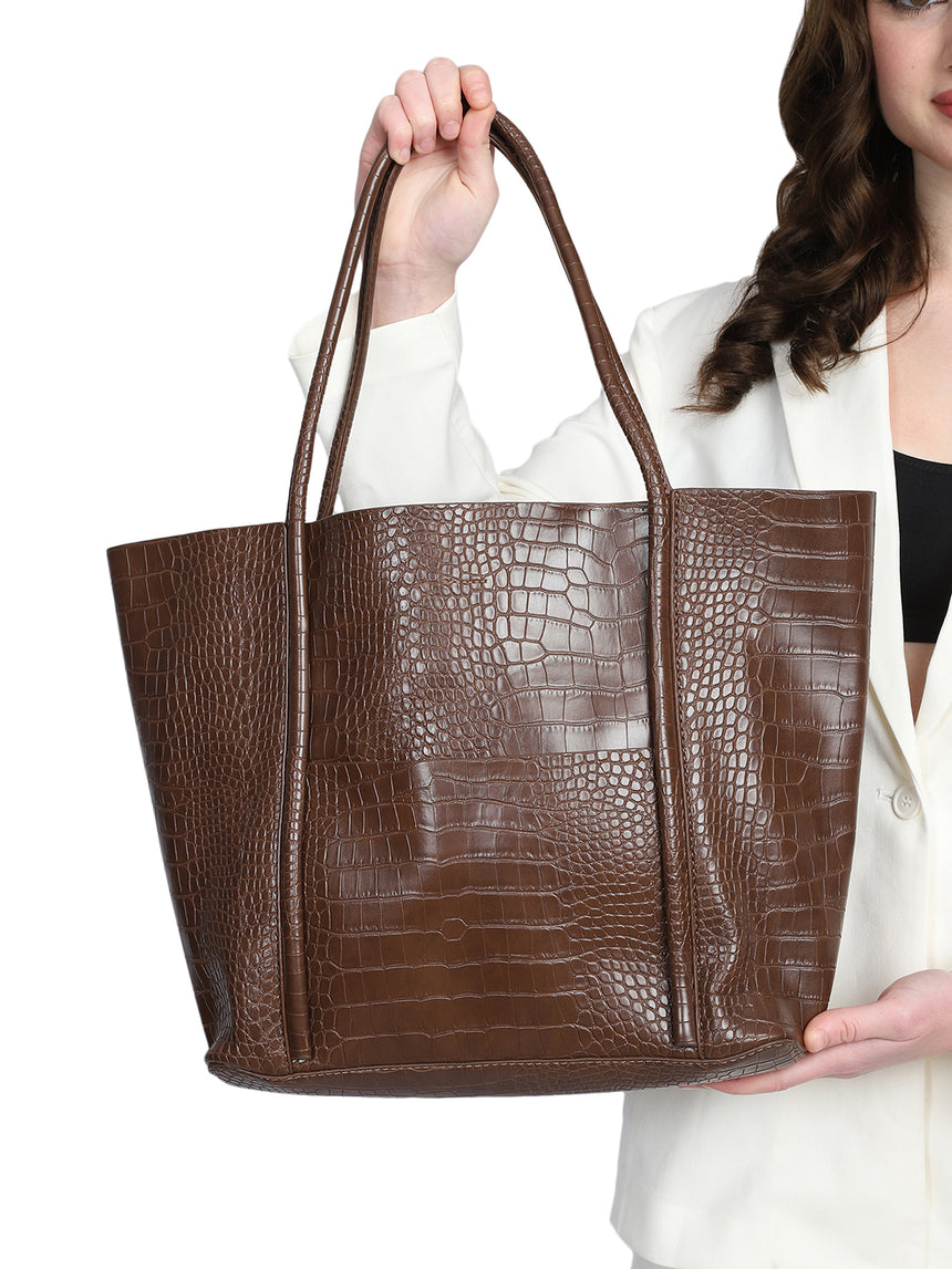 Castle Brown Tote Bag With Pouch