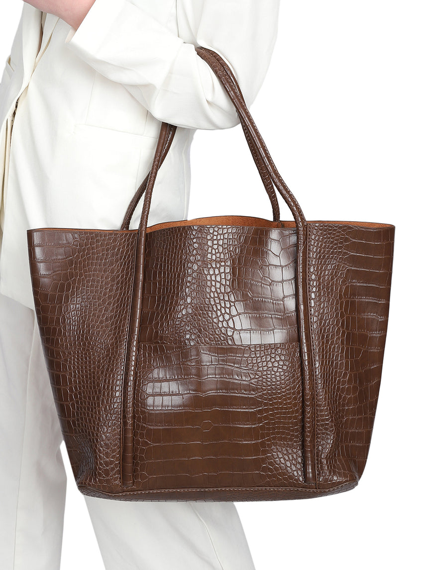 Castle Brown Tote Bag With Pouch
