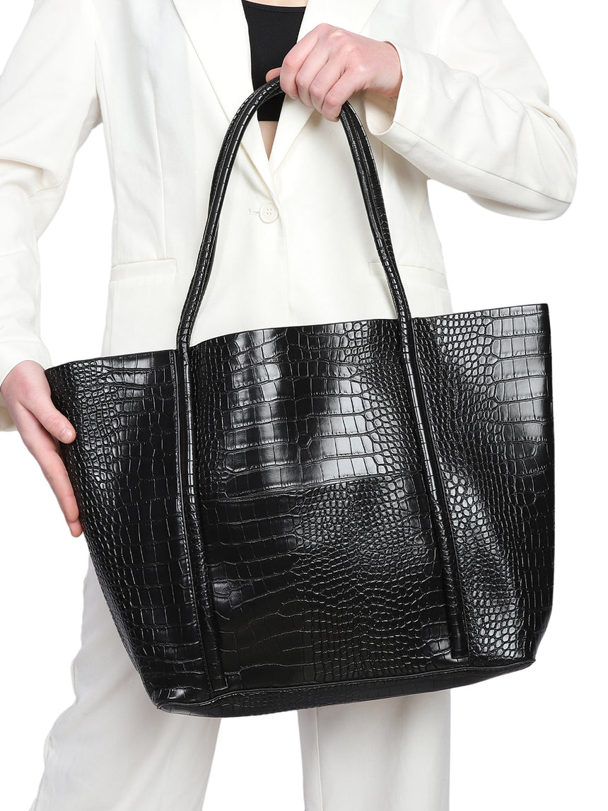 Castle Black Tote Bag With Pouch