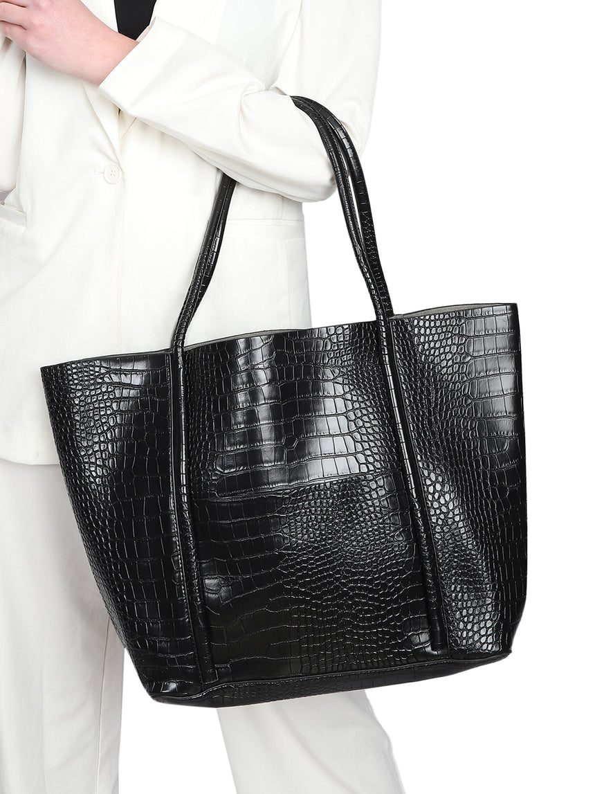 Castle Black Tote Bag With Pouch
